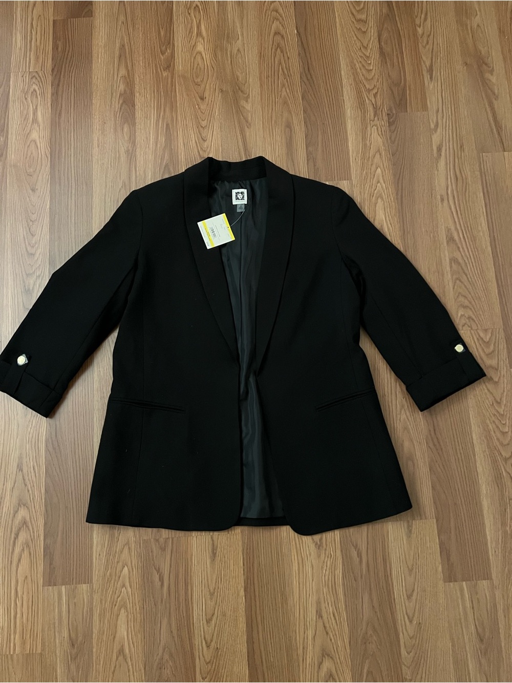 Anne Klein Black Blazer with Button-Trim Sleeves